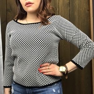 EXPRESS Black and White Polka Dot Sweater Petite